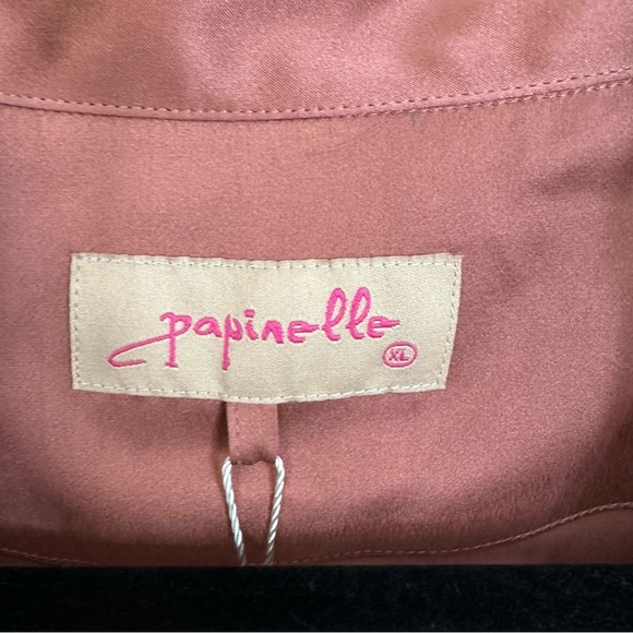 Anthropologie Papinelle Audrey Pure Silk Long Sleeve Red Button Up Top Sz XL NWT - Picture 3 of 7